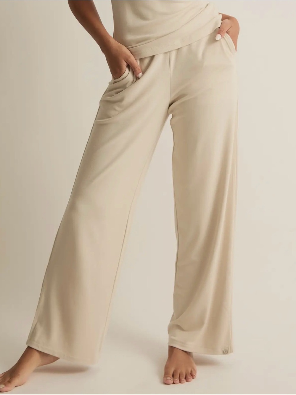 Faceplant dreams soft straight Leg Lounge Pants in Cream oatmeal NWT